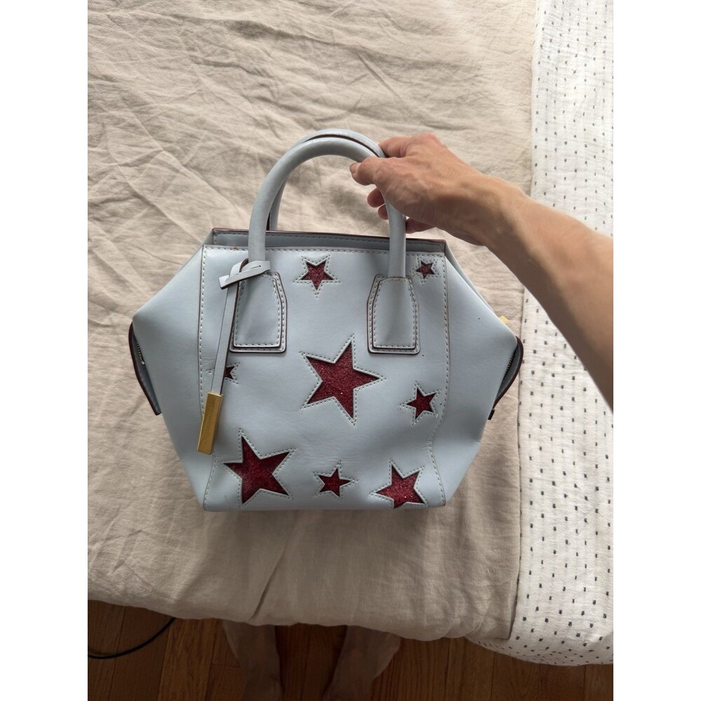 Stella McCartney Cavendish Stars Boston Bag Blue Oxblood Vegan Leather